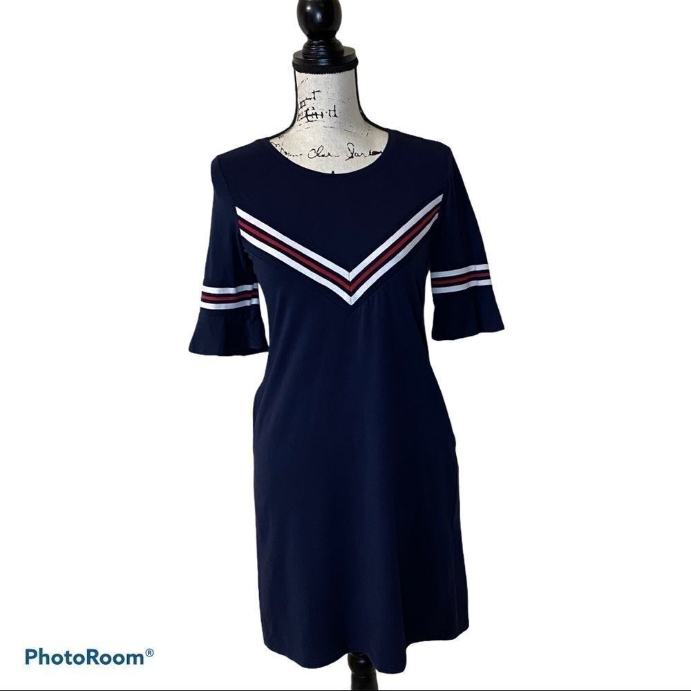 La Babite Navy Blue Knit Sheath Dress